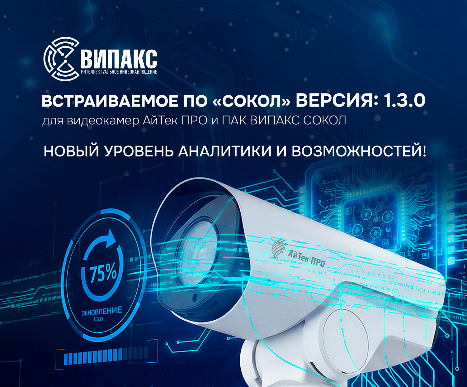 Встраиваемое ПО «СОКОЛ» Версия: 1.3.0 для видеокамер АйТек ПРО и ПАК ВИПАКС Сокол —  новый уровень аналитики и возможностей!